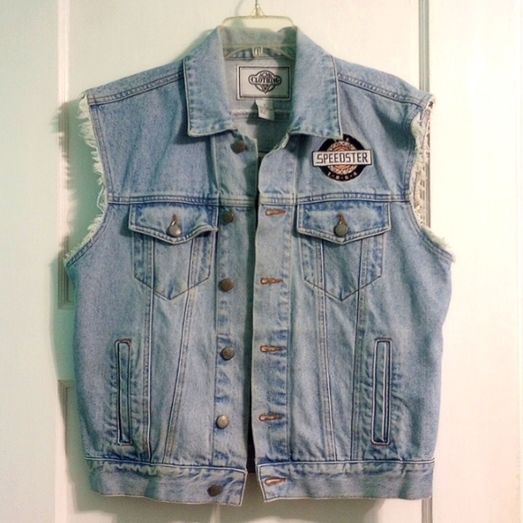 Vintage Acme Clothing Taz Tasmanian Devil Speedster Distressed Denim Vest - Picture 2 of 9